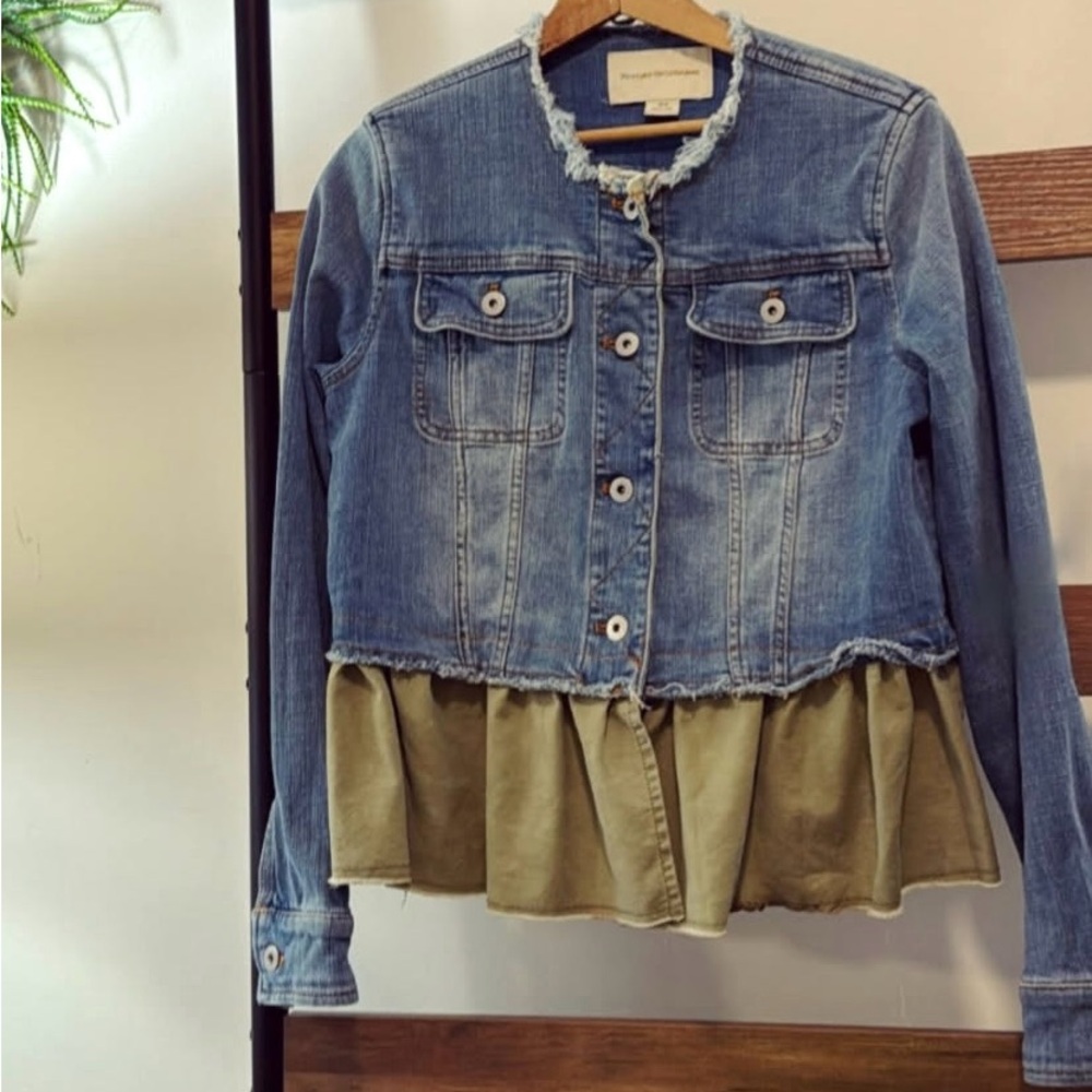Anthropologie Pilco Denim and Olive Jacket size small